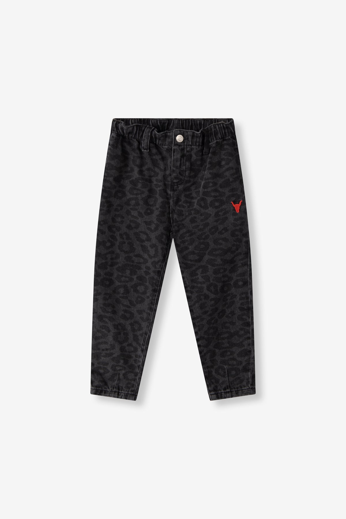 Kids woven animal denim pants