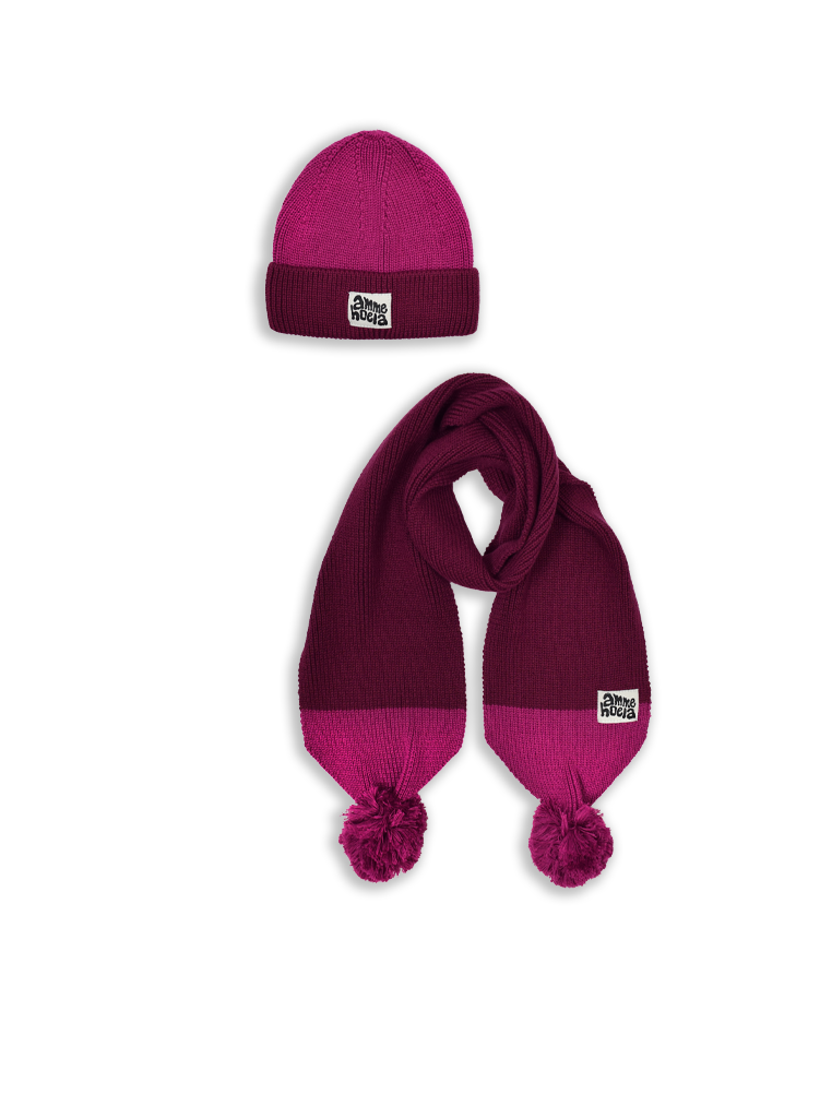 Muts en Sjaal set Bobbie Magenta, Ammehoela