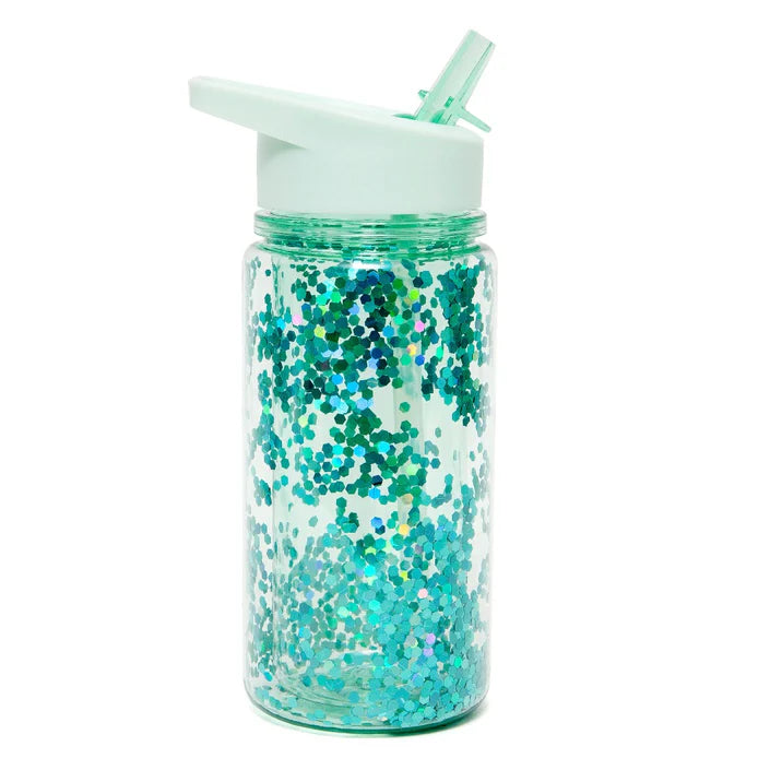 Drinking bottle glitter green lily