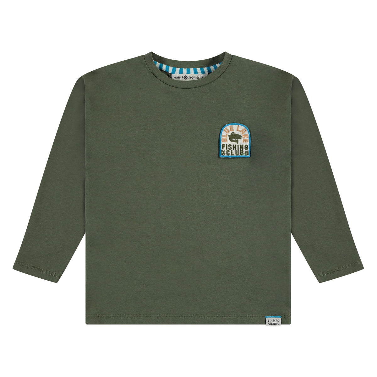 Boys t-shirt long sleeve dark army, stains & stories