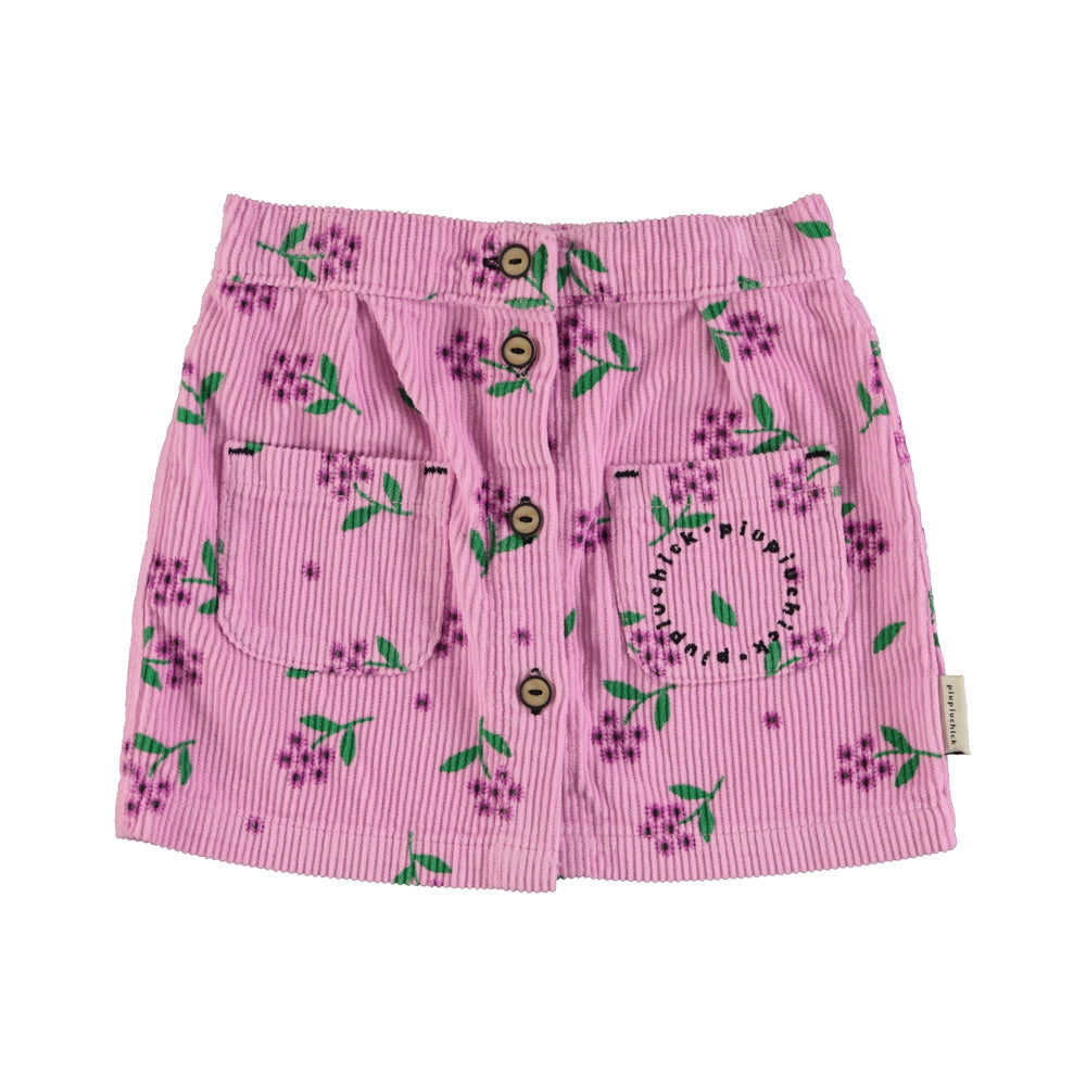 Short skirt corduroy flower allover pink, Piupiuchick