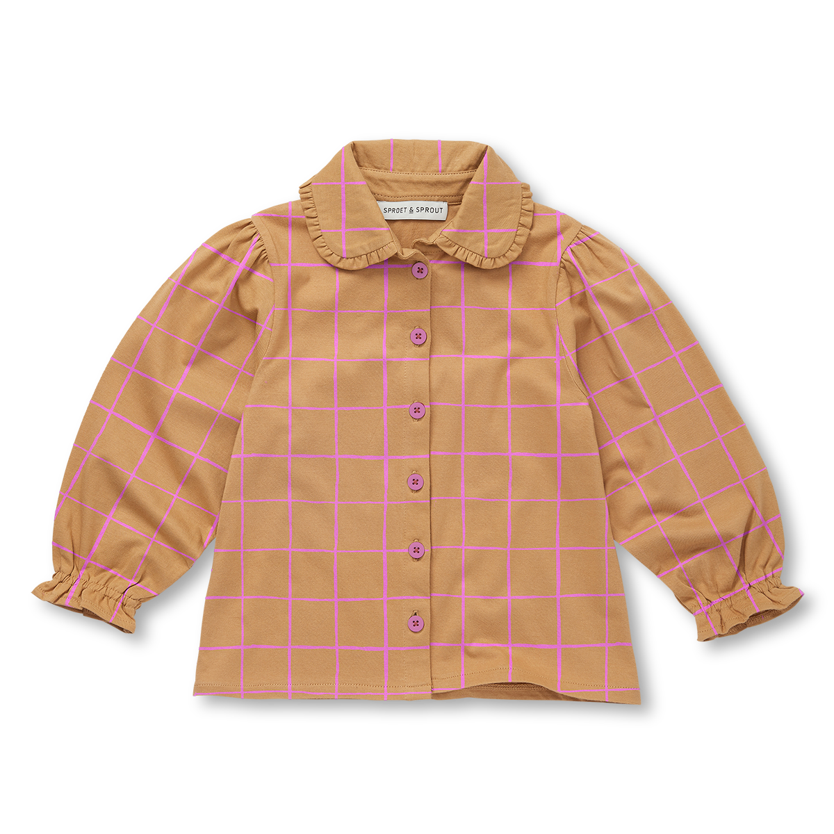 Check blouse Girls light mustard, Sproet & Sprout